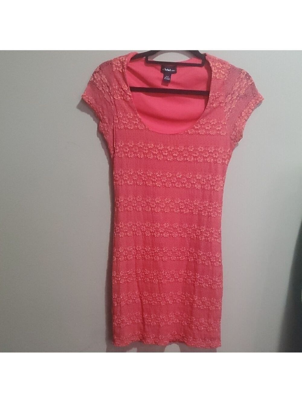 Seduction Orange Lace Cap Sleeve Lined Dress Size Medium